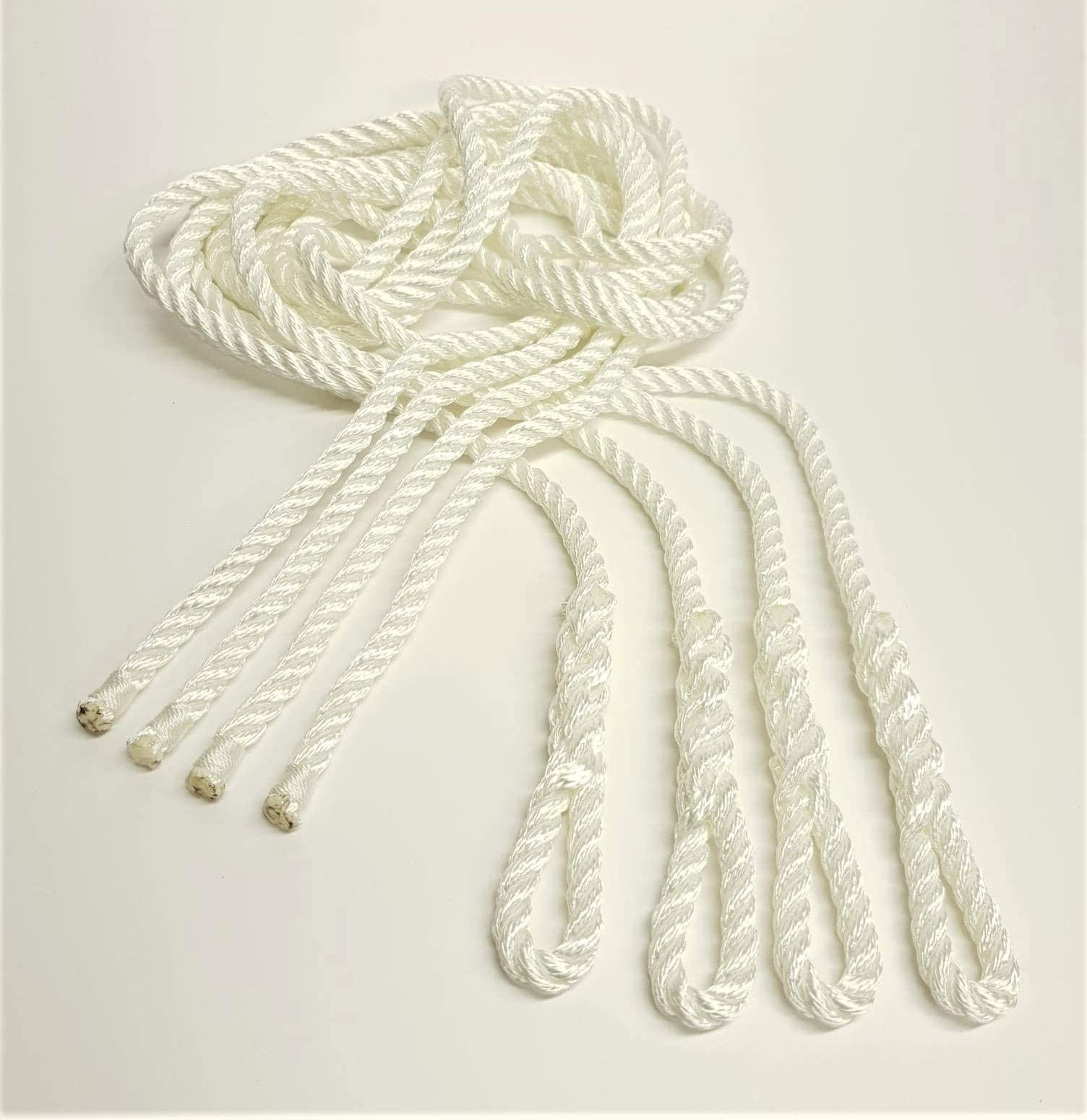 8mm 1mt 3strand Fender lines rope fender tie Polyester spliced whipped stitched Ready to use (White, Pieces: 6)