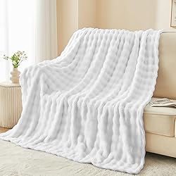 NEWCOSPLAY Twin Blanket for Couch White Super Soft