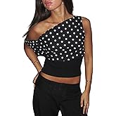 NUFIWI Women Cute Polka Dot Tank Top Boat Neck Smocked Going Out Y2k Tops Slim Fit Sleeveless Summer Shirts Streetwear