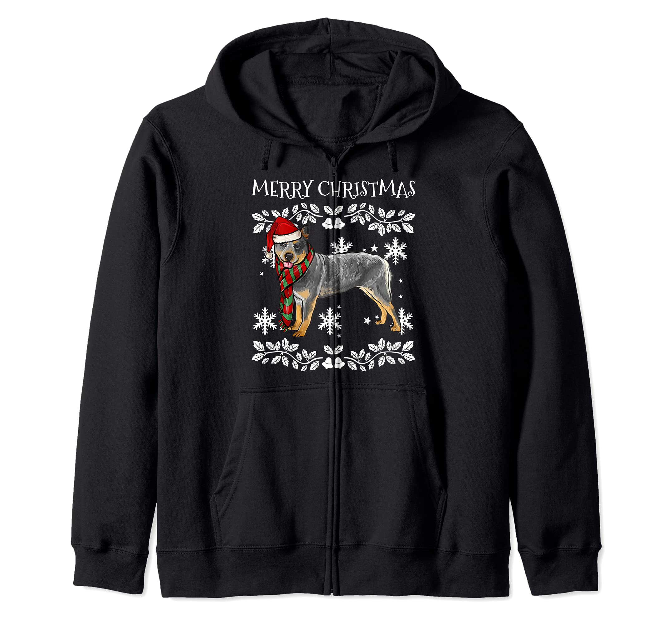 Merry Christmas Ornament Australian Cattle Dog Xmas Santa Zip Hoodie