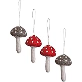 De Kulture Handmade Premium Wool Felt Small Mushroom Eco Friendly Needle Felted Ornament Stuffed Decorative Showpiece Ideal for Home Office Party Decoration Holiday Décor, (Set of 4)