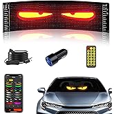 Flexible Devil Eyes Light for Windshield,LED Sign for Car,LED Digital Panel with Animations, Remote Control & Bluetooth APP for Cars,SUVs,Trucks(14.6'' * 3.6'')