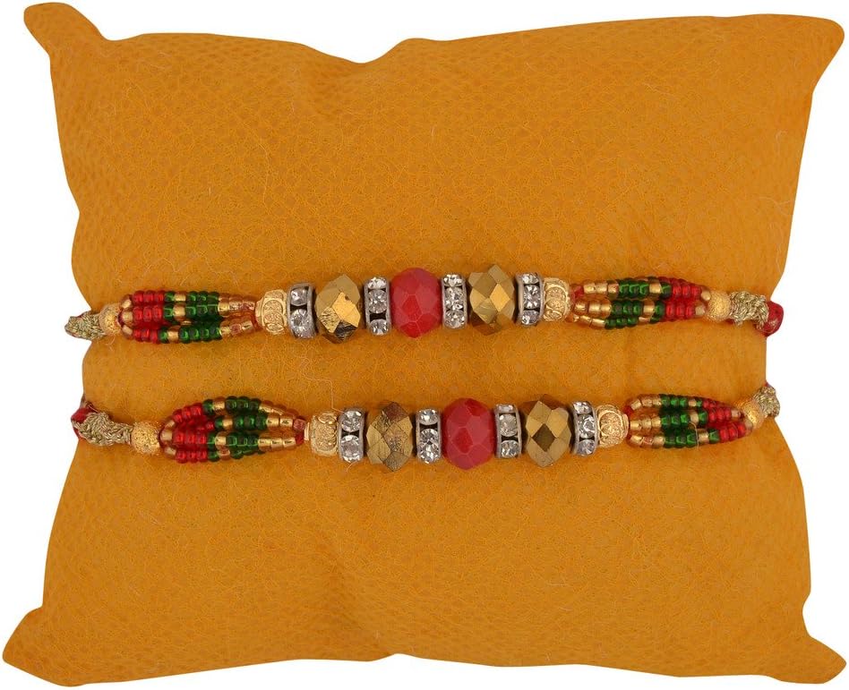 Celebrations India Mohan Metal Strand Rakhi with Tilak for Men - Set of 2 rakhis (Jodha8609Pair)