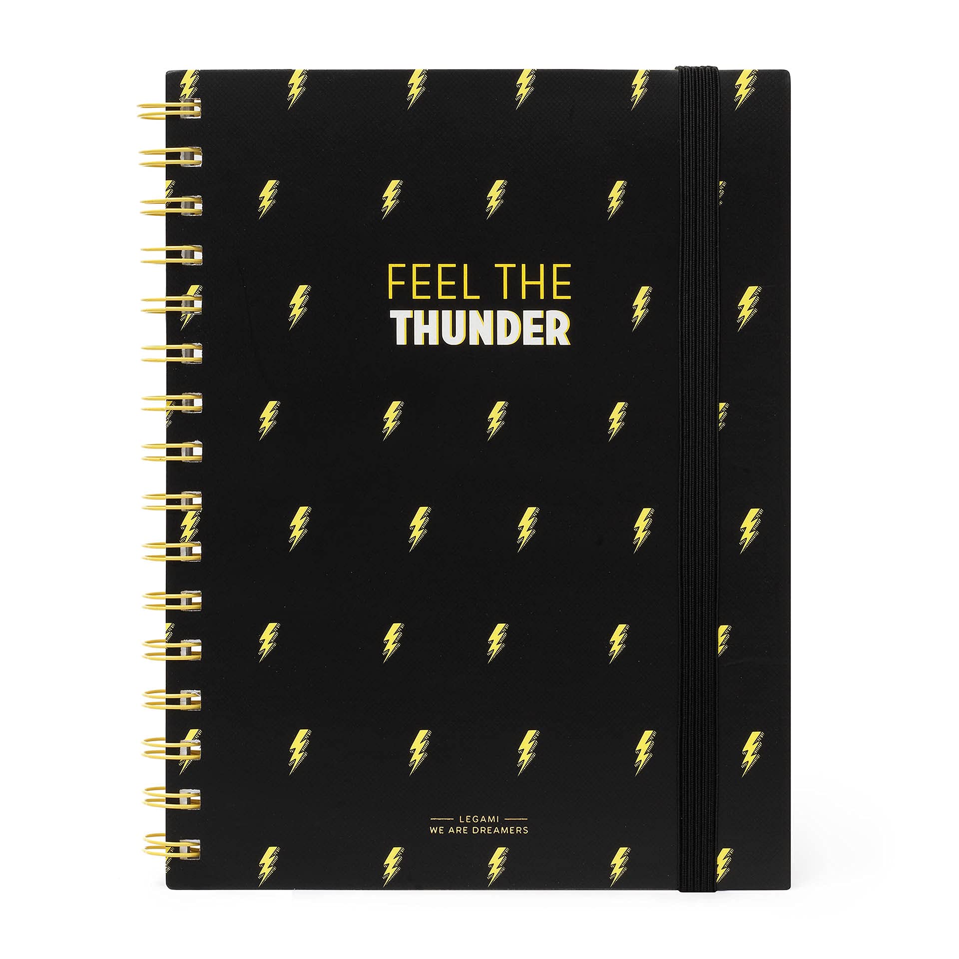 LEGAMI, A5 Large 15.5 x 21 cm White Paper Ruled Spiral Notebook with 200 Removable Pages, Elastic Closure, Inner Pocket at the End