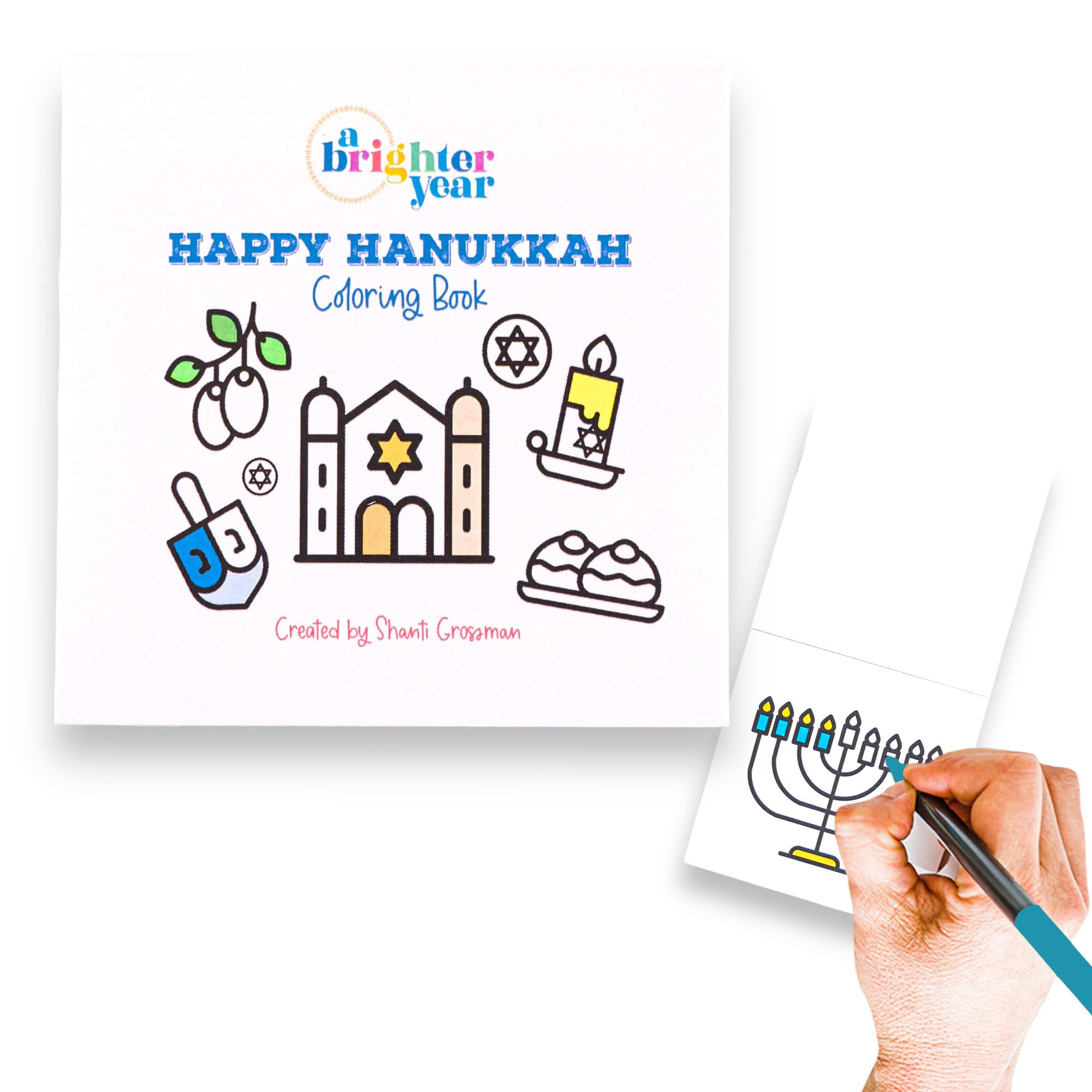 A Brighter Year Happy Hanukkah Mini Coloring Book