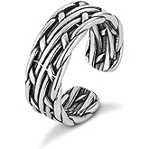 HZMAN Vintage Silver Celtic Lucky Ring Stainless Steel Open Statement Ring for Women Size 7-9