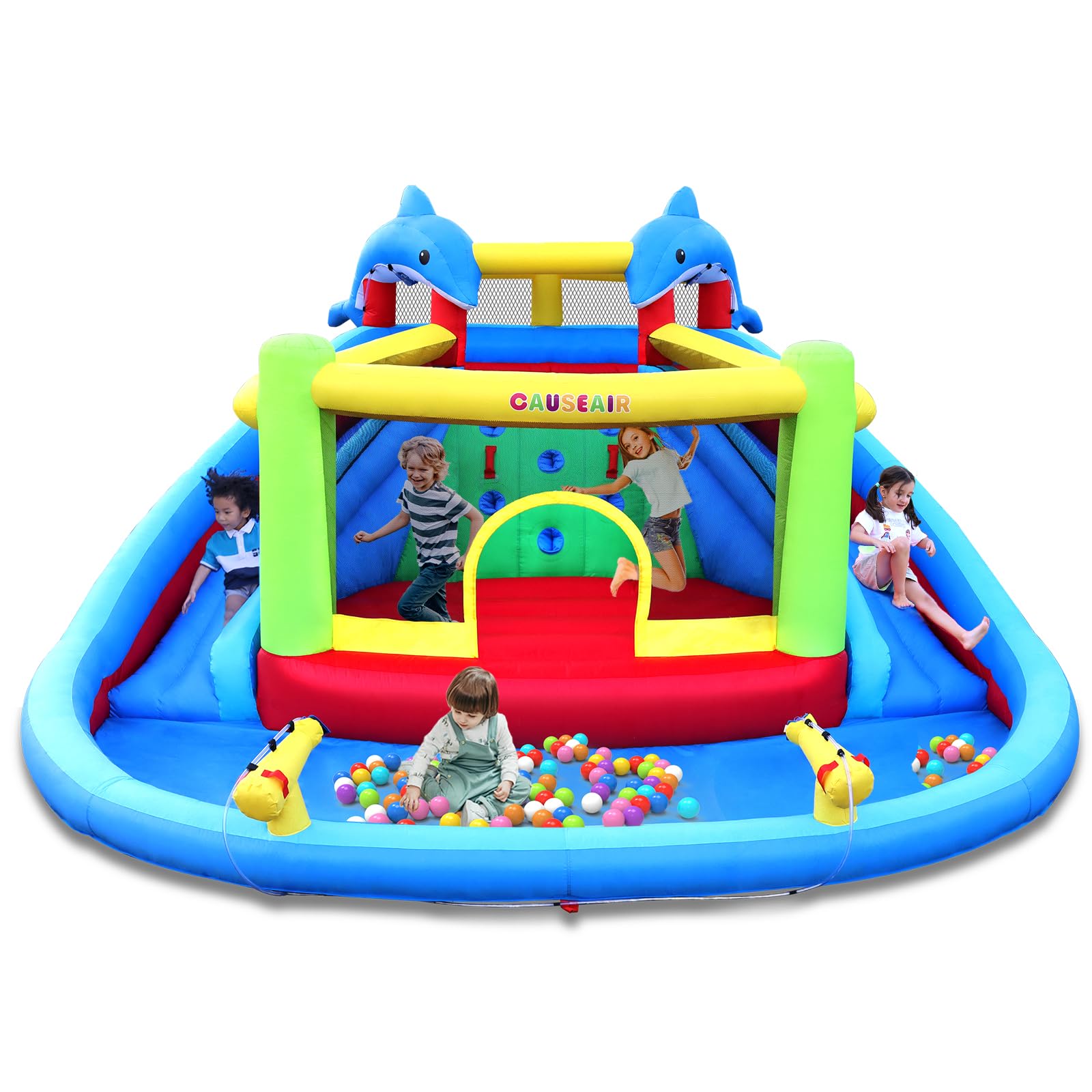 Photo 1 of ****It is used, it is missing a part and it is not known if it works 100%.****rCauseair Inflatable Bounce House with Slide,Splashing Pool,Double Cannon,Heavy Duty GFCI Blower,Water Slide Park for Kids Backyard