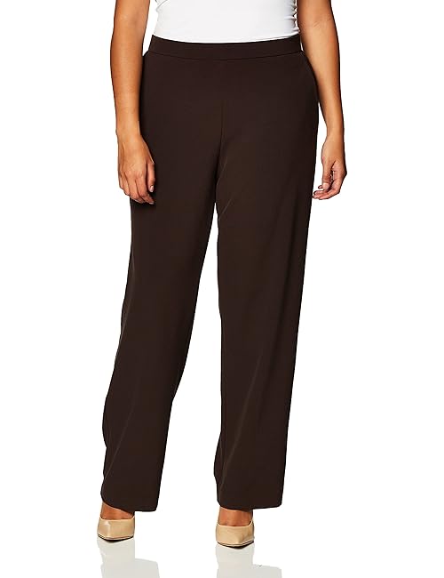 Briggs New York Womens Pull On (Regular Short & Tall Length) Dress Pants, Brown, 18 Short US