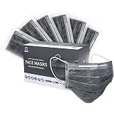 Blue Eagle 4-Ply Individually Wrapped Activated Carbon Face Masks, 50 Pcs | NP12K | 4-ply | individually wrapped | Activated charcoal filter | Large-face fit | 50 black masks