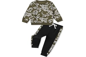 mksodopy Boy Clothes Dinosaur Print Sweatshirt Jogging Pants Boys Outifts