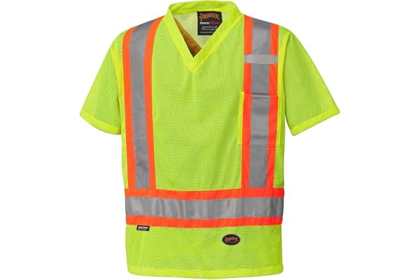 Pioneer Hi Vis Mesh Safety T-Shirt for Work - Breathable & Cool Quick-Dry Shirt - for Construction, Traffic, Emergency