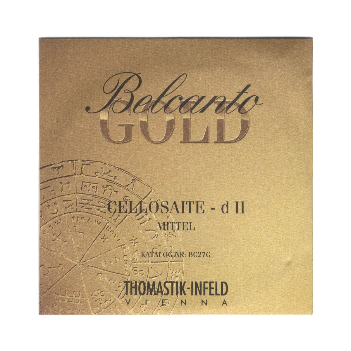 Thomastik single string for cello 4/4 Belcanto Gold - D string steel core, winding multi-composite alloy, medium
