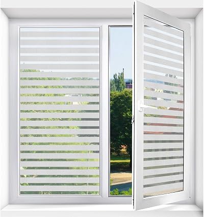 Zindoo Privacy No-Glue Window Film Stripe Frosted 90x200 cm