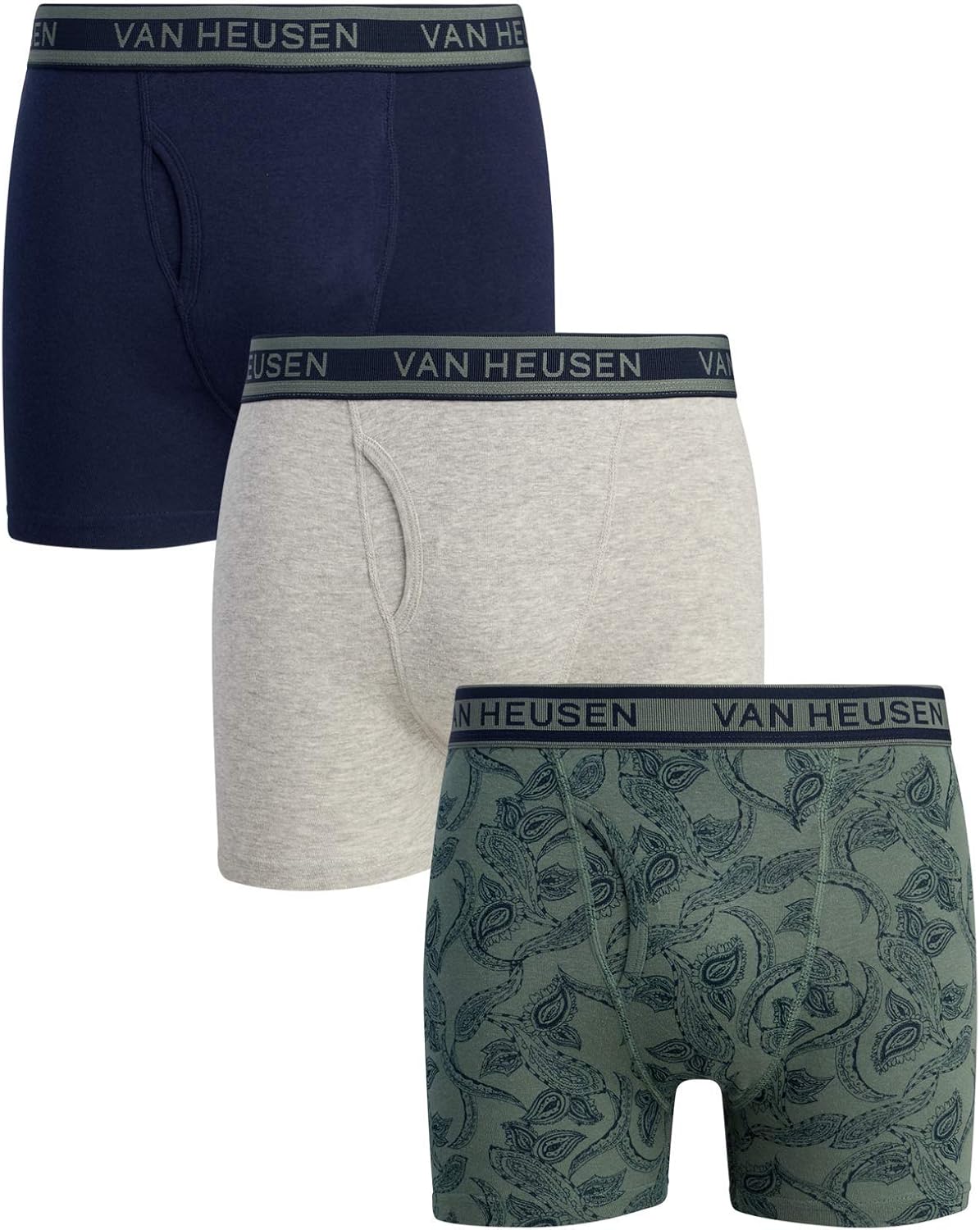 Buy Van Heusen Men's Cotton Boxer Briefs Underwear with Functional Fly