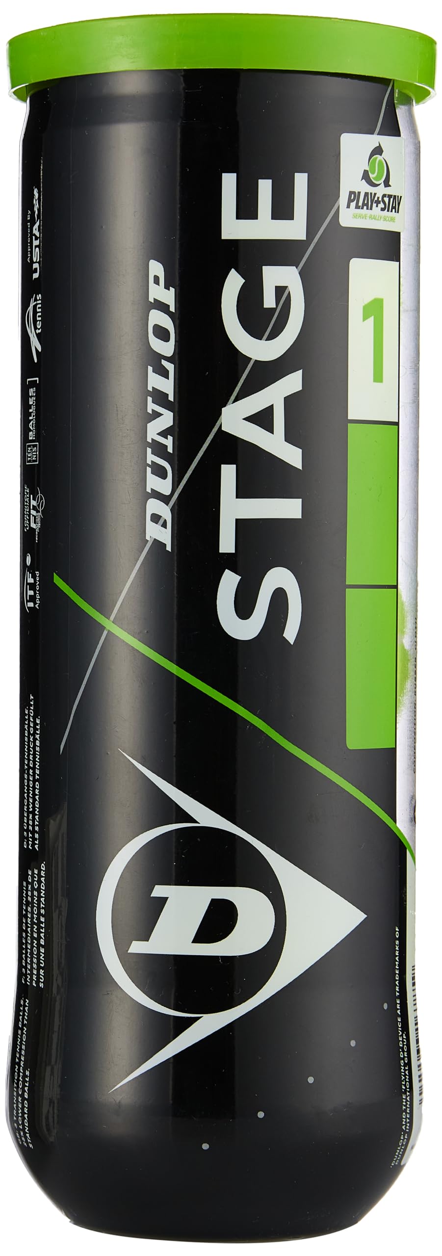 Dunlop Tennis Ball Green - for Kids and Beginner on Regular Court (1 x 3 Pet) (Packaging may vary)