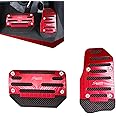 Tesnaao 2 PCS Car Non-Slip Pedal Pads Set, Accelerator Pedal Covers, Car Brake Pedal Protectors, Automatic Automobile Accessories, Universal for Most Cars, Trucks and Vans (Red)