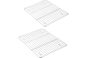 Baking Cooling Rack Set of 2, E-far Stainless Steel Metal Roasting Cooking Racks, Size - 9.7"x7.3", Non Toxic & Rust Free, Fi
