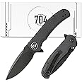 704 Gear Urban Ranger Lite EDC Folding Pocket Knife | Compact 2.91" Blade, D2 Steel, G10 Handle, Reversible Pocket Clip | Black