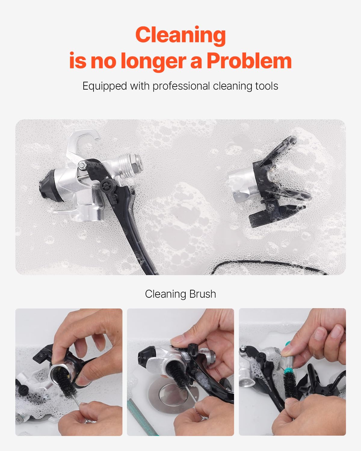 VEVOR Pulverizador de pintura sin aire con soporte de 750 W, pulverizador eléctrico sin aire de alta eficiencia de 3000 PSI, efecto de pintura fina y uniforme, pulverizadores de pintura de mano para muebles y cercas interiores y exteriores del hogar