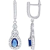 Sterling Silver Womens Cubic Zirconia Tear Drop Dangle Earrings