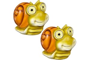FETIWILSO Garden Statues Snail Figurines with Solar LED Lights, Unique Animal Statues Lights Housewarming Sculpture Gifts for Outdoor Decorations, Garden, Patio, Balcony, Yard, Lawn Ornament (2 Pack)