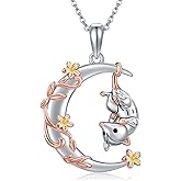 YAFEINI Opossum Necklace 925 Sterling Silver Opossum Pendant Animal Jewelry Gifts for Women