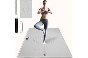 HIWAVE Large Yoga Mat 72"x 48", 7mm Extra Thick TPE Yoga Mats, Eco-friendly Workout Mat, Exercise Mat for Yoga, Pilates, Home Workout