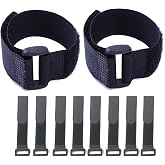 10Pack 1x12&rdquo; Reusable Nylon Cable Straps with Buckle for Cords Organizer | HUAPX Self-Adhesive Fastening Hook and Loop Cable Straps,Adjustable and Reusable Cinch Straps, Heavy Duty Cords Storage tidy
