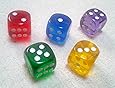 ダイス/サイコロ 16mm ラウンドコーナー 半透明5カラー 5個セット