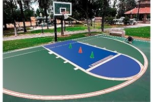 Ronan Sports | Made in USA | Basketball Court Marking Kit | Key, Free Throw & 3 Point Lines | Reusable Cardboard Stencil | (3) 9" Plastic Cones | Basketball is Life Stencil | Paint Options Available