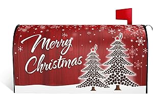 ARKUKT Merry Christmas Mailbox Cover Magnetic Winter Snowflake Tree Mailbox Wraps Post Letter Box Cover for Garden Yard Home Decor Standard Size 21" x 18"