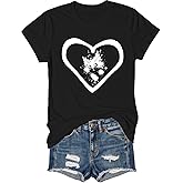 Women's Cute Cat & Heart Graphic T-Shirt-Soft Cotton Blend Fabric,Summer Casual Loose Fit Tee for Daily Wear& More