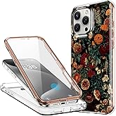 Esdot for iPhone 16 Pro Max Case with Built-in Screen Protector - Durable Hard PC Front Frame + Soft TPU Back Cover, Trendy Cute Designs for Women,Protective Phone Case 6.9" - Flower Garden