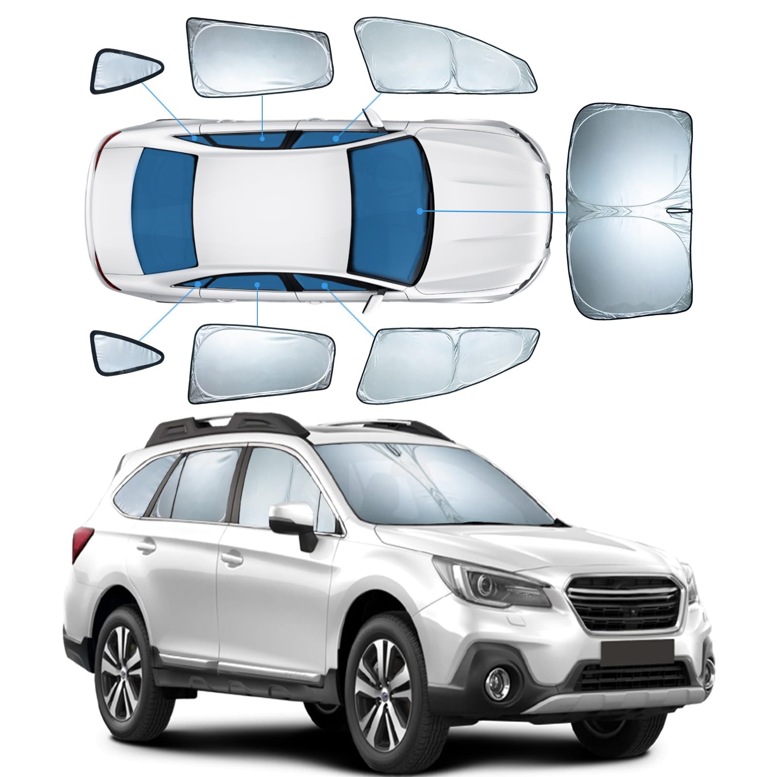 Photo 1 of 7 PCS Sun Shades for Subaru Outback Windshield Sunshade, 2-Layer Full Window Shades for Outback 2020-2025 Front Rear Side Window Covers Sun Visor Blocker Privacy Car Accessories Keep Car Cool
