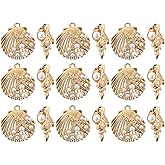 TEHAUX Shell Conch Pendant with Mini Pearl Beads 0.98 Inch Alloy Seashell Charms for Diy Jewelry Making Earrings Bracelets Necklaces Craft Supplies