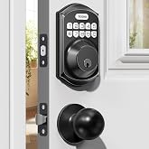 TEEHO TE001K Keyless Entry Door Lock with Knob for Front Door, Matte Black | ANSI Grade 3 Security, 20 User Codes, Auto &amp; One-Touch Lock, Anti-Peeping, IP54 Waterproof, Low Battery Alert, Easy Install