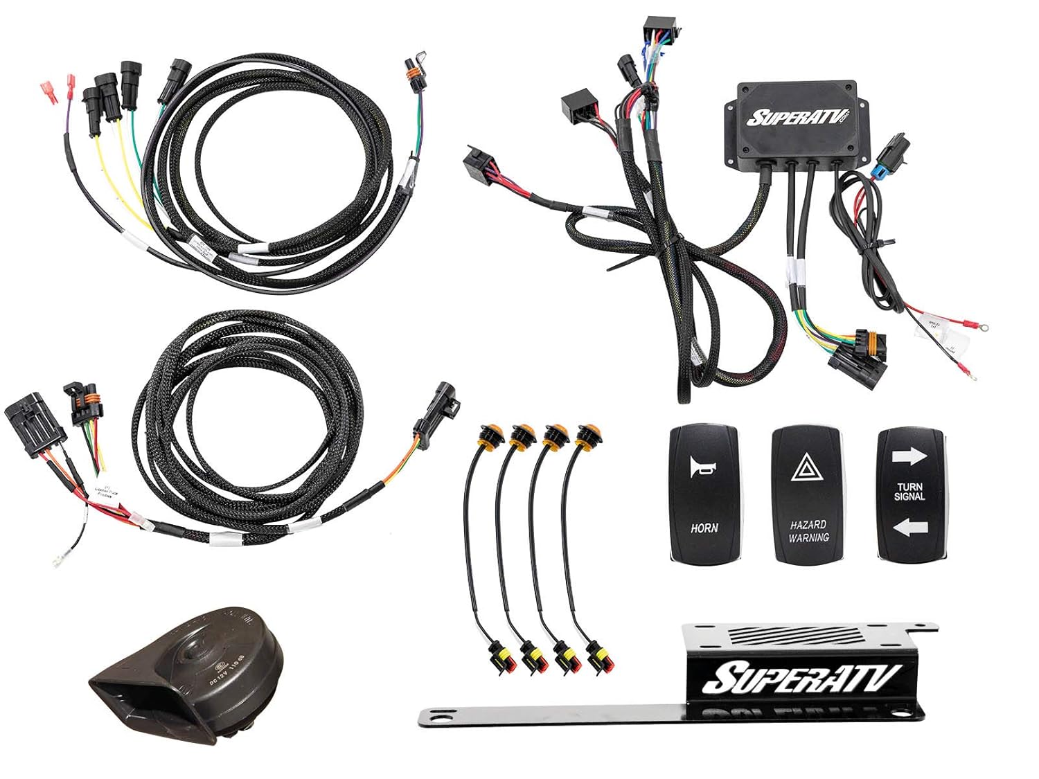SuperATV Deluxe Turn Signal Kit for Polaris RZR S 1000 (2016+) - With Dash-Mounted Turn Signal Rocker Switch - Plug and Play For Easy Installation!