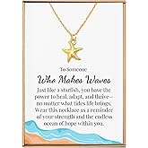 VIY Personal Card Starfish necklace, Ocean jewelry for women, Beach charm necklace, Beach gifts for women, Summer necklaces, Summer jewelry, Nautical gifts, Starfish pendant gold