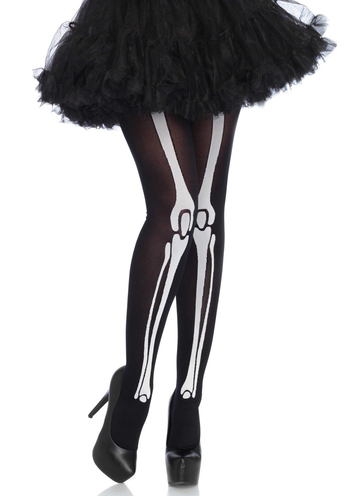 Leg Avenue Skeleton Print Pantyhose, Black/White