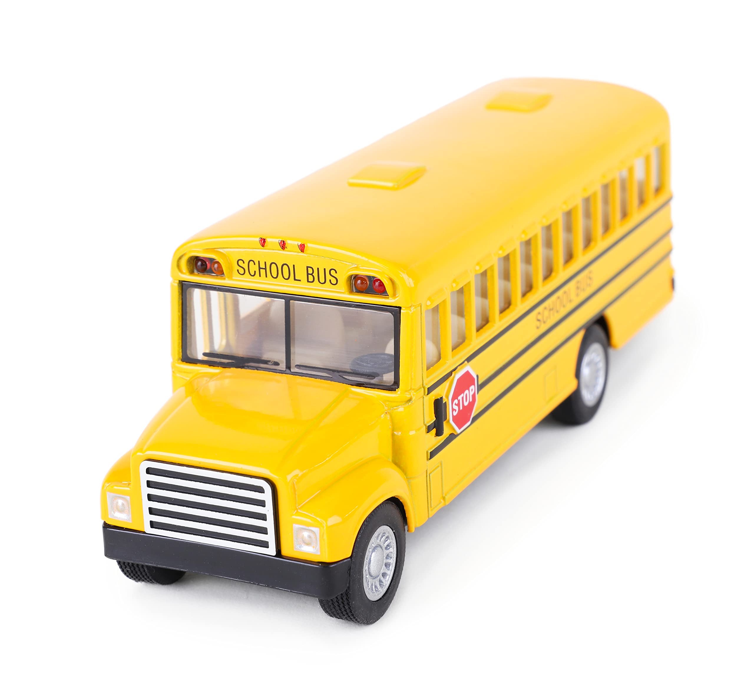 Toyland® 12.5cm Diecast Classic Yellow School Bus With Functional Door & Pull Back Action - Toy Vehicles