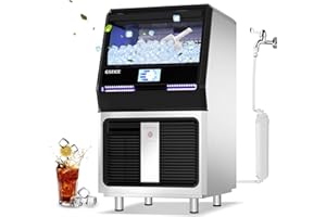 GSEICE Upgraded Commercial Ice Maker Machine, Touch Control, 280 lbs/24H Under Counter Ice Machine with 70lbs Ice Bin, 20" Stainless Steel Air Cooled Undercounter for Bar, Restaurant, Home and Office