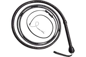 Leather Pro Impact Real Leather 08 Feet ‎Black Bull Whip | Handcrafted 16-Plait Bullwhip | Durable & Flexible Stock Whip for 