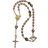 DivinejewelsbyBarb Handmade Orthodox Rosary Necklace Rose Gold Crystal Pearls Greek Chotki Toggle Clasp