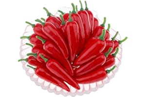 Woration 30pcs Mini Fake Red Chili Peppers Simulation Artificial Lifelike Red Pepper Plastic Fake Vegetable for Home Kitchen Cabinet Decoration Photography Props