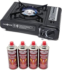 Gas ONE Butane Gas Stove with 4 Butane Fuel Canister Catridge