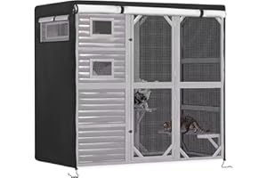 Colewin Catio Cover,79"x37"x70" Cover for Catio Outdoor Cat Enclosure Waterproof, 420D Cat Cage Covers for Aivituvin Cats Catios, Outdoor Cats Enclosure Covers(Black)(Catios Not Included)