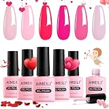 AIMEILI Gel Nail Polish Set Pink 6pcs Soak-Off UV/LED 8ml view 1
