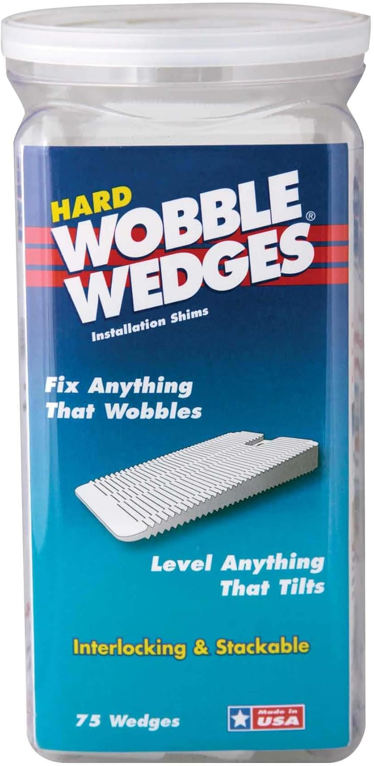 Wobble Wedges Stackable Interlocking Multi-Purpose Leveling Shims –Hard Translucent Plastic – 75 Pack – Level Furniture, Restaurant Tables, Appliances, Plumbing Fixtures, Tables, Fountains, and more