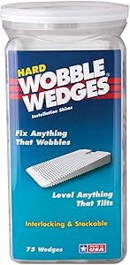 Wobble Wedges Stackable Interlocking Multi-Purpose Leveling Shims –Hard Translucent Plastic – 75 Pack – Level Furniture, Restaurant Tables, Appliances, Plumbing Fixtures, Tables, Fountains, and more