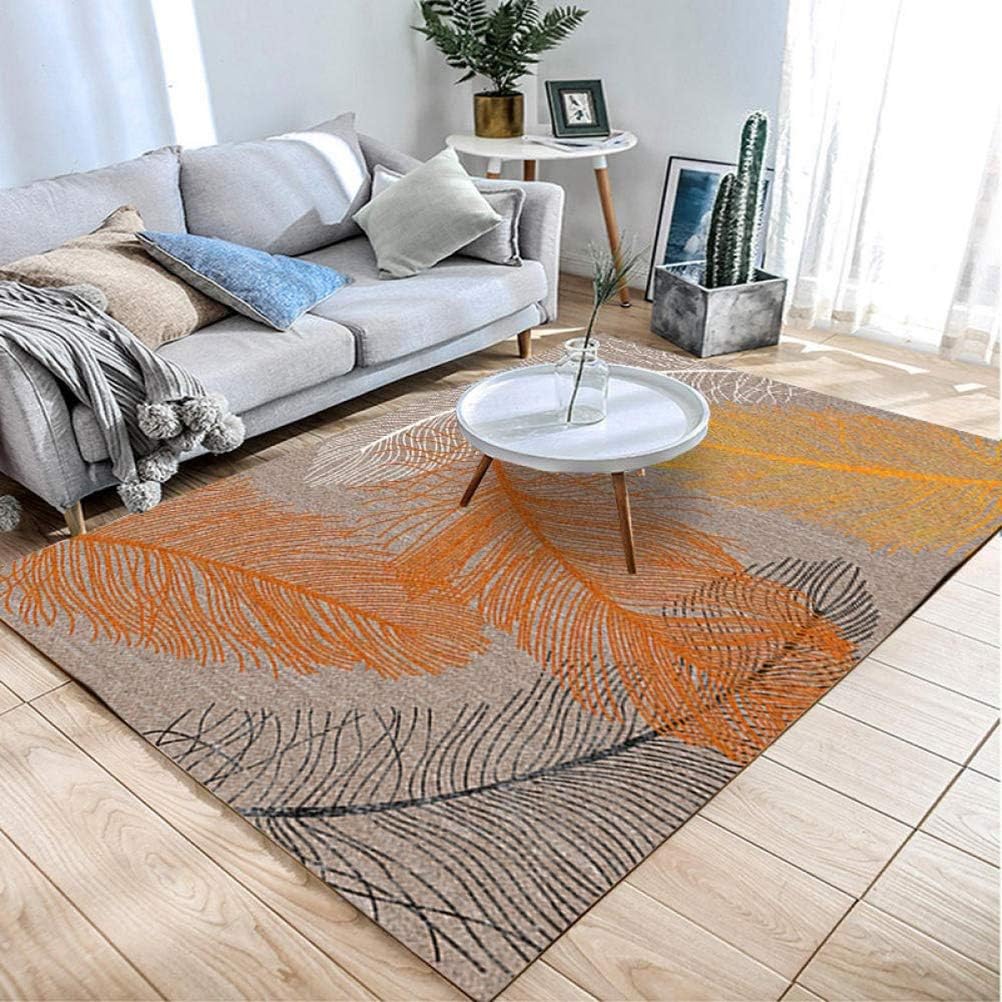 QYDF Sustainable carpet for room Easy to clean Slip Carpet Design Modern Leaves Orange,Orange,180x280cm